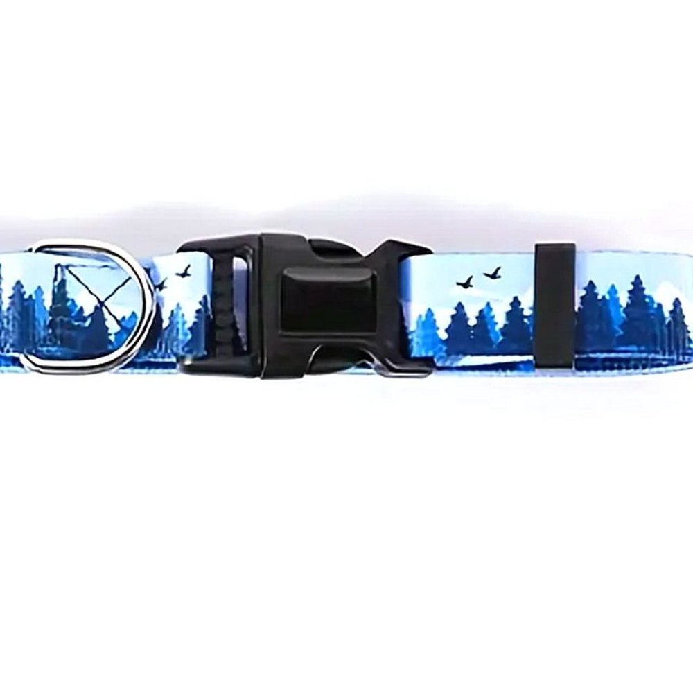 Serene Blue Mountain Size Medium Adjustable Quick Release D Ring Dog Collar - Picture 4 of 10